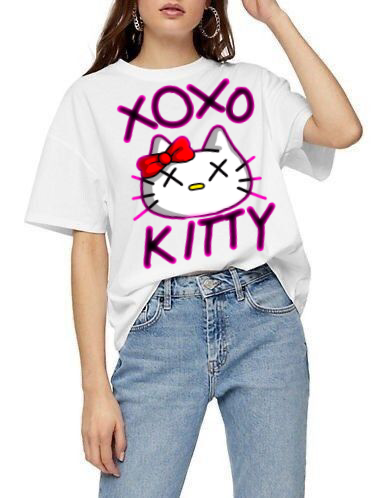 XOXO Kitty cat Neon pink T-shirt